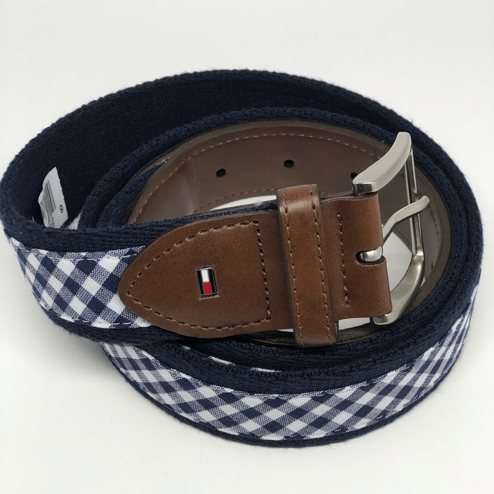 TOMMY HILFIGER CANVAS AND LEATHER BELT
